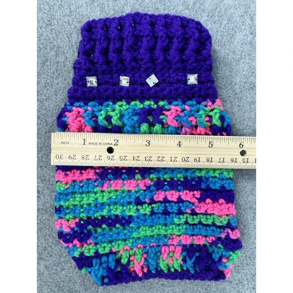 Dog Sweater Small Purple Pink Green Crochet‎ Handmade
